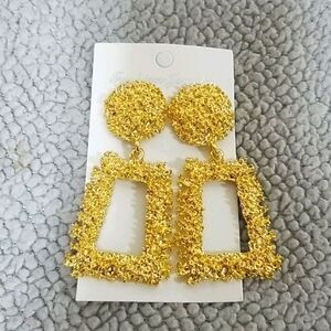 Women Vintage style Large Geometric Drop Dangle Gold Earrings